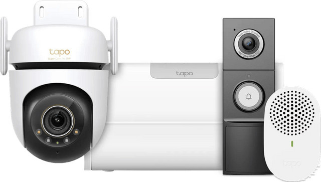 TP-Link Tapo C530WS Wi-Fi Überwachungskamera mit H500 CentralHub und D235 Smart Battery & Wired Doorbell in Weiß - Bild 1
