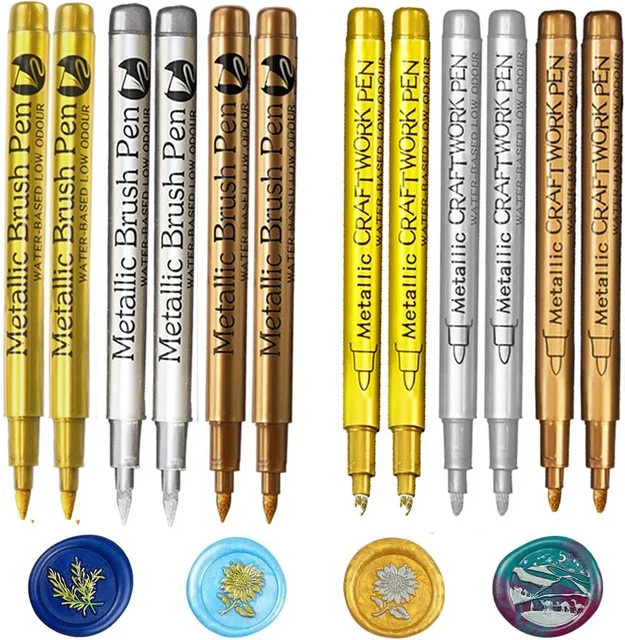 GN 6 Stück Pinsel-Metallfarben-Markierstifte in Gold und Silber, permanente Kunstmarker für Manga, Basteln und Scrapbooking - Bild 1