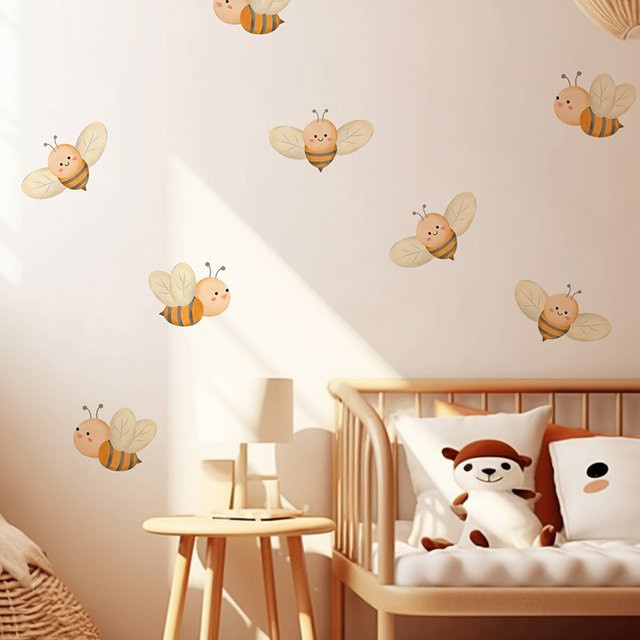 Sproutfox Wandaufkleber Biene im nordischen Stil für das Kinderzimmer, DIY Cartoon Tier Wandkunst Dekoration, Mehrfarbig - Bild 1