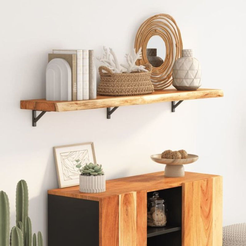 Wandregal aus Massivholz Akazie von vidaxl in Braun, B/T/H: 120 x 20 x 3,8 cm - Bild 1