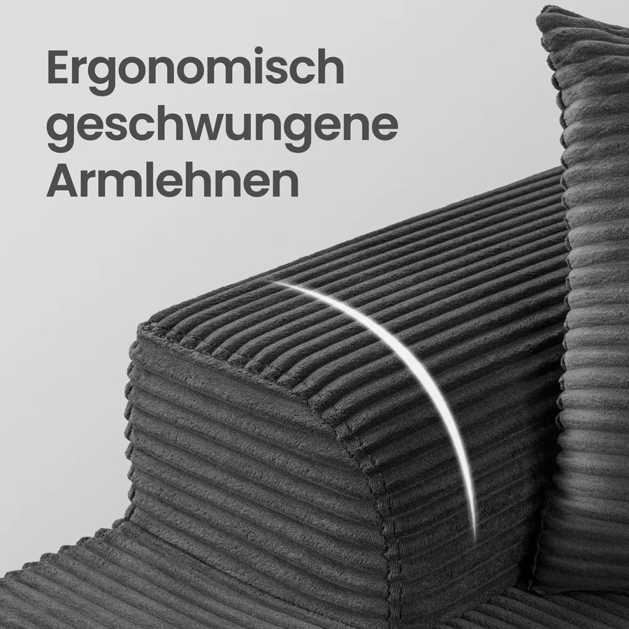 VASAGLE Ecksofa als modulares Schlafsofa mit Chaiselongue links, Farbe: Weiß, Breite: 244 cm - Bild 6