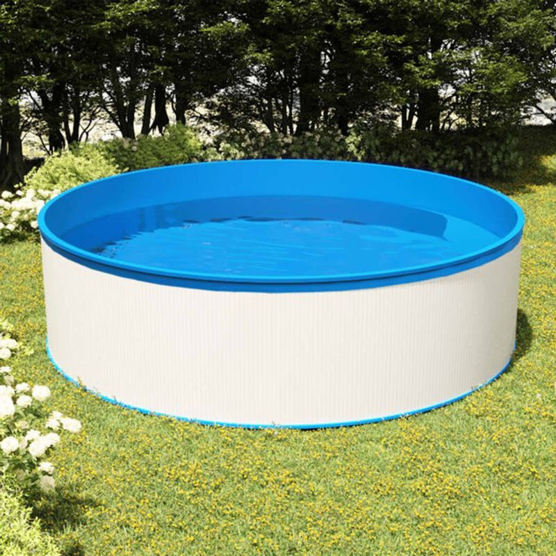 vidaxl Planschbecken mit Einhängeskimmer und Pumpe in Weiß und Blau aus Kunststoff und Stahl, B: 350 cm, H: 90 cm - Bild 1