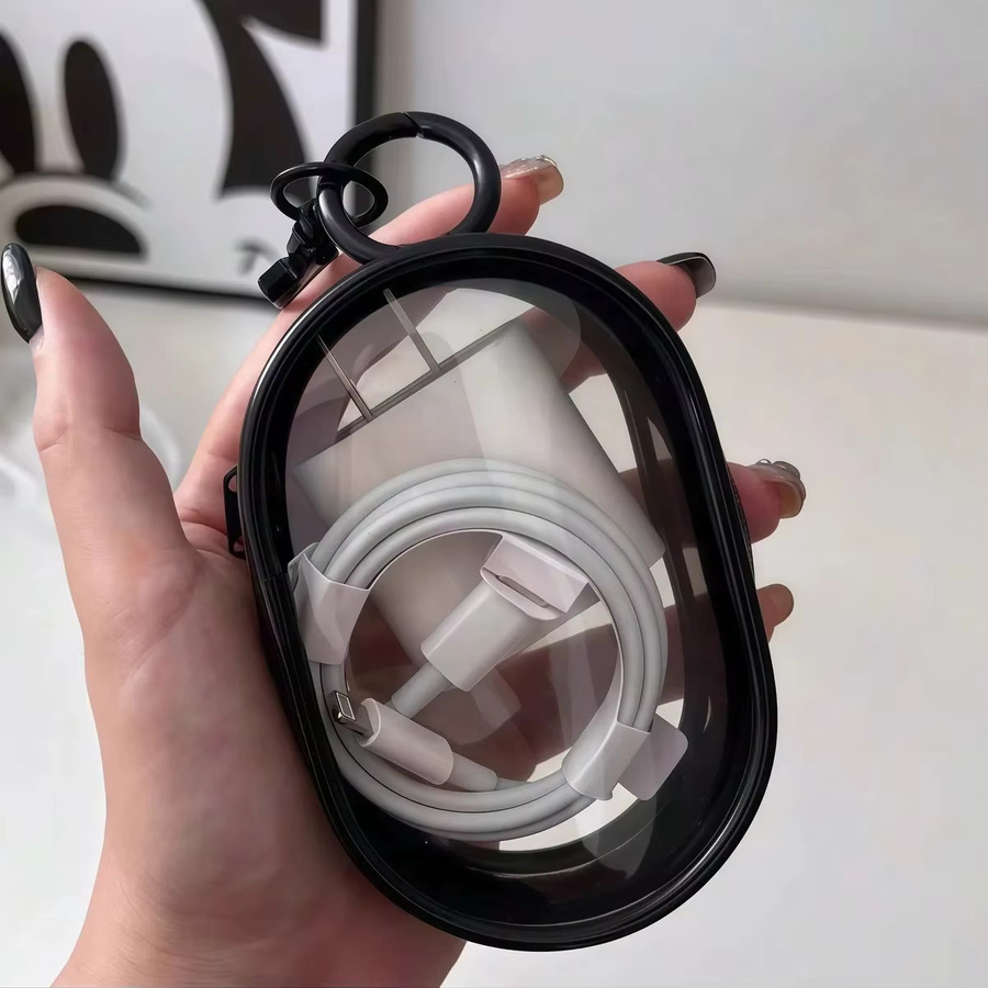 2/4 Stück Mini-Aufbewahrungstaschen mit transparentem Reißverschluss in Schwarz, tragbare Reise-Organizer aus Kunststoff mit Schlaufe für Kopfhörer und Ladegeräte - Bild 3