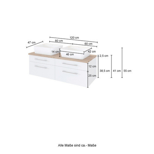 HELD MÖBEL Waschtisch Davos in Braun und Multicolour, B/H/T: 120 x 54 x 47 cm - Bild 2