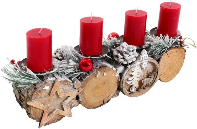 MCW Adventsgesteck MWC-M14 mit Kerzen in Braun für deinen Adventsschmuck im rustikalen Design - Bild 1