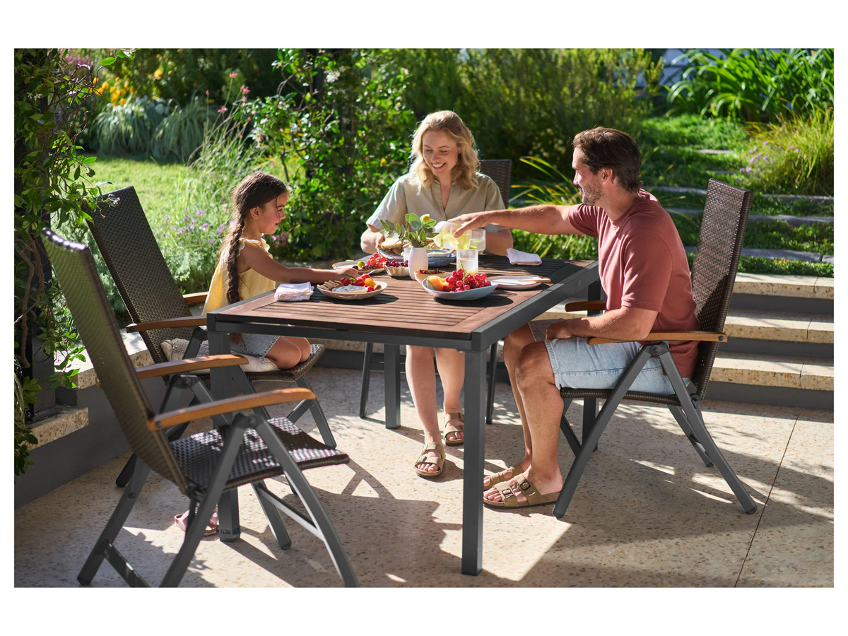 LIVARNO Alu-Gartentisch Valencia aus Aluminium und Eukalyptusholz, ausziehbar, B/T/H: 143-194,5 x 90 x 74 cm - Bild 2