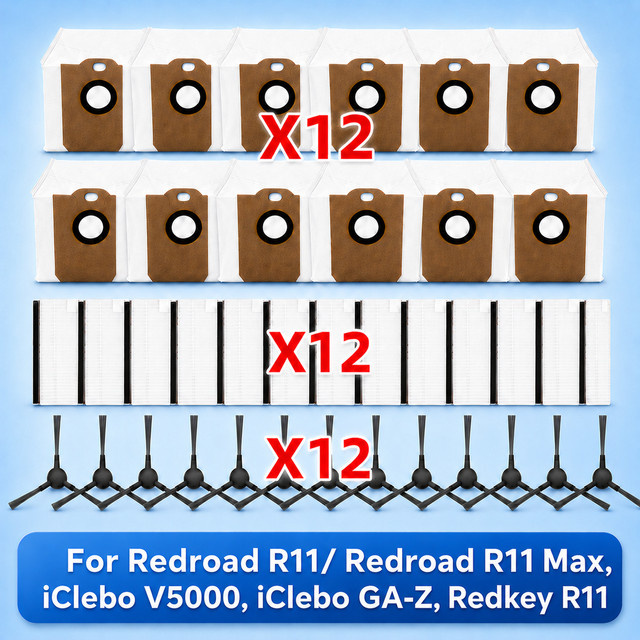 OSSIEAO Staubsauger-Ersatzteil-Set mit Bürste, HEPA-Filter und Staubbeutel kompatibel mit Redroad R11, R11 Max, iClebo V5000, iClebo GA-Z und Redkey R11 - Bild 1
