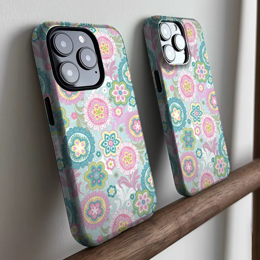 CaseLumi Matte Bumper Schutzhülle mit MagSafe Kompatibilität für iPhone 17 16 15 14 13 Pro Max in Pastell Blumenmischung - Bild 2
