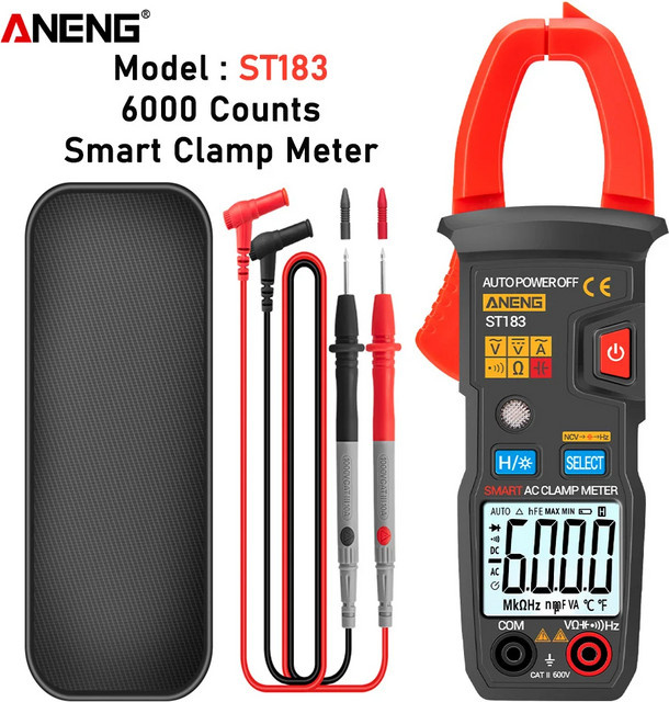 ANENG ST183 Digitales Zangenmessgerät True RMS Multimeter mit 600A Amperemeter, AC/DC Spannungsprüfer, NCV, Ohm, Kapazität und Hz - Bild 1