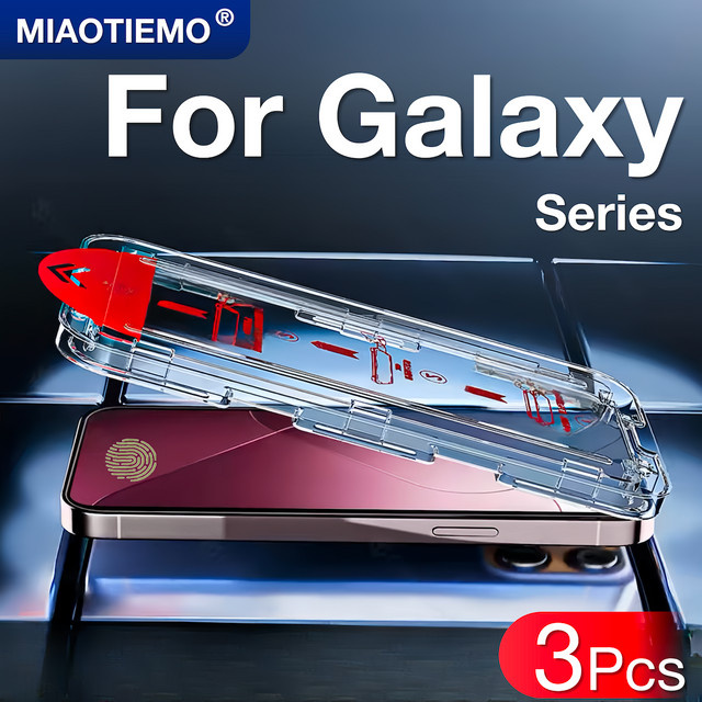 3er-Set gehärtetes Glas Displayschutzfolie für Samsung Galaxy S25 Ultra S24 S23 S22 S21 Plus A55 A35 A25 A16 A34 A54 A56 5G in Transparent - Bild 1