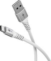 goobay USB 2.0 Textilkabel USB-A auf USB-C in Weiß, Länge: 60 cm - Bild 1