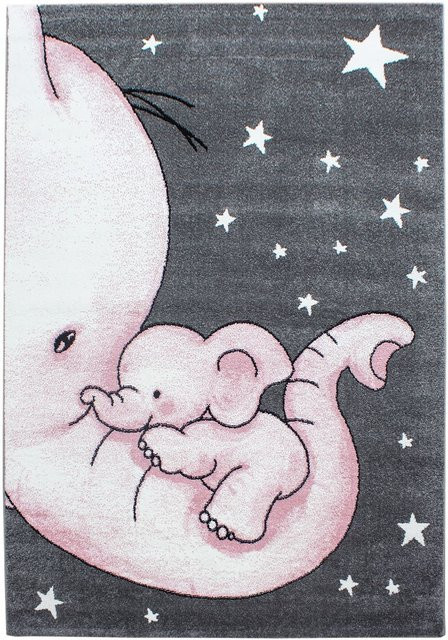 Ayyildiz Kinderteppich Kids 560 mit Tier-Motiv in Pink und Grau, B/T: 140 x 200 cm - Bild 1