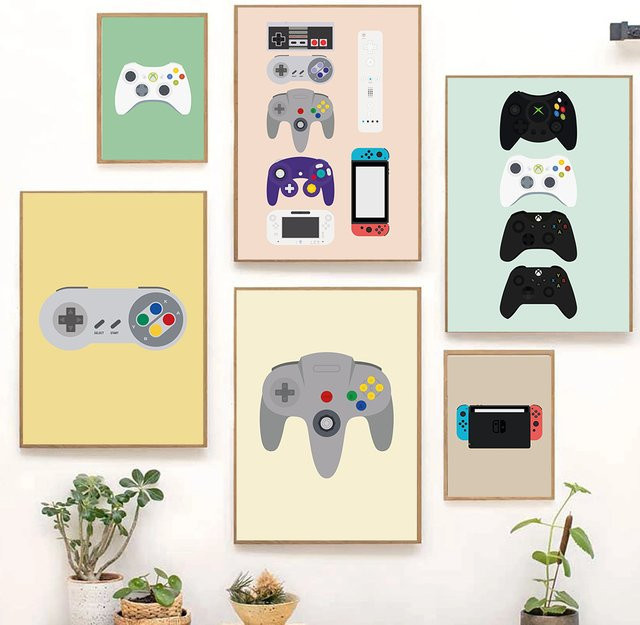 Potdemiel Diamantmalerei Wandbild Retro-Videospiel-Controller und Handheld-Spielkonsole in Multicolour - Bild 1