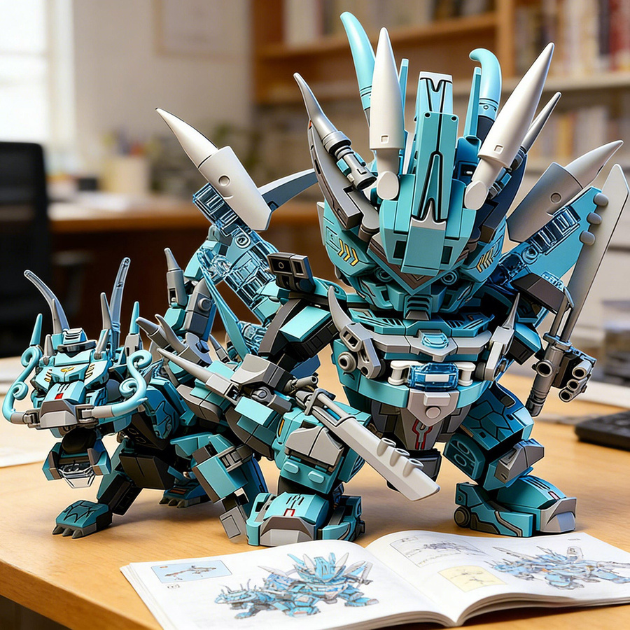 Linyi toy Mecha Mechanische Maschine Stadtgebiet Gebäude Bausteinset - Bild 5