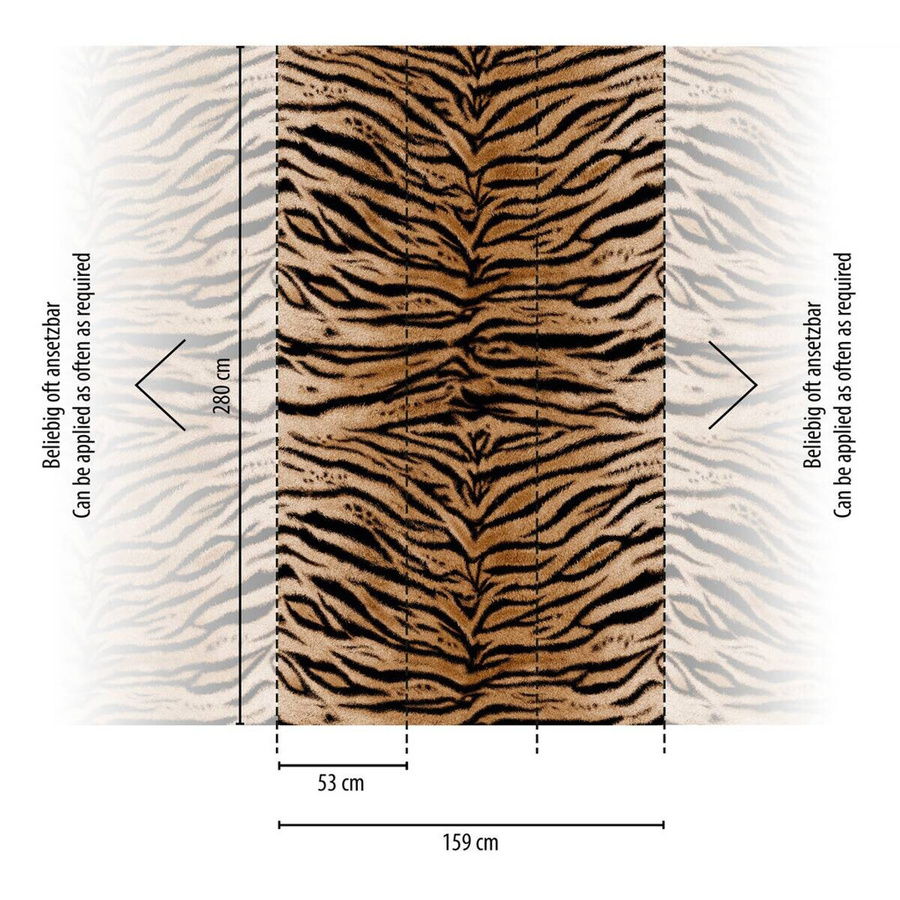 Livingwalls Fototapete Tigerstil in Braun und Schwarz mit Streifenmuster aus Vlies und Vinyl, Breite: 280 cm, Höhe: 159 cm - Bild 2