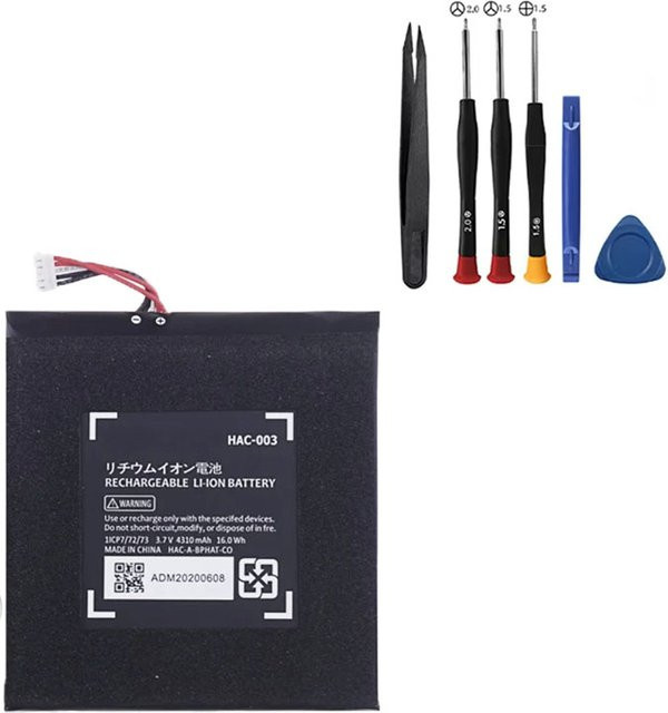 Nintendo Switch Akku HAC-003 und HAC-001 Ersatzbatterie in Schwarz mit 4310 mAh - Bild 1