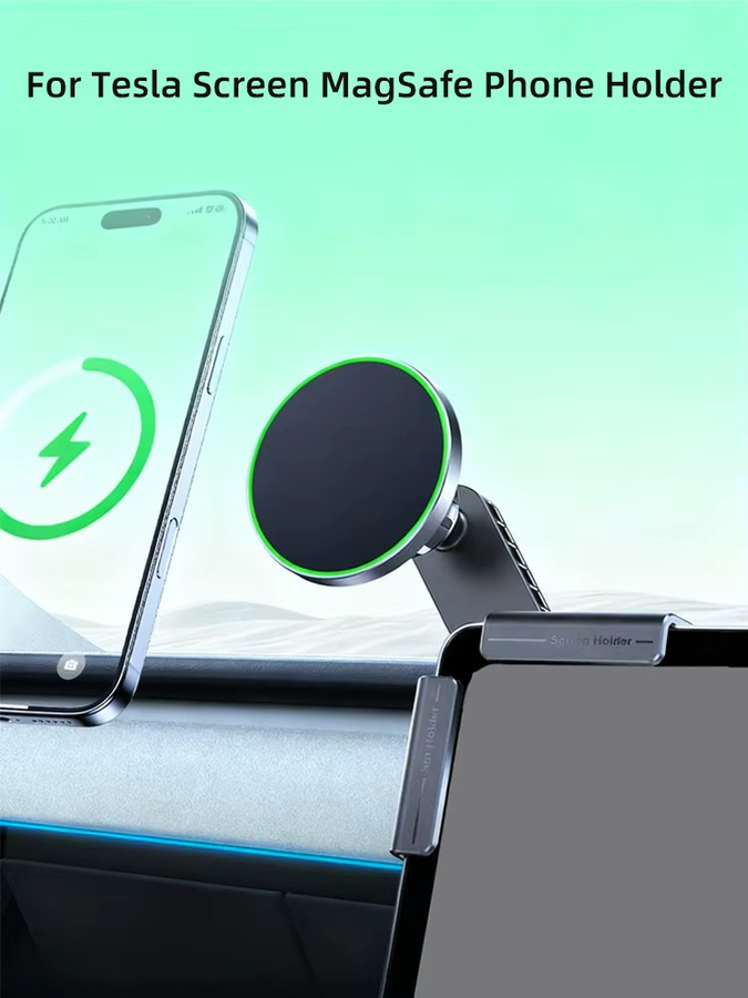 Magnetischer Autotelefonhalter TEEQ für Tesla Model Y, Model 3 Highland und Model 3 Juniper, verstellbarer Handyhalter für das Display, Schwarz - Bild 2