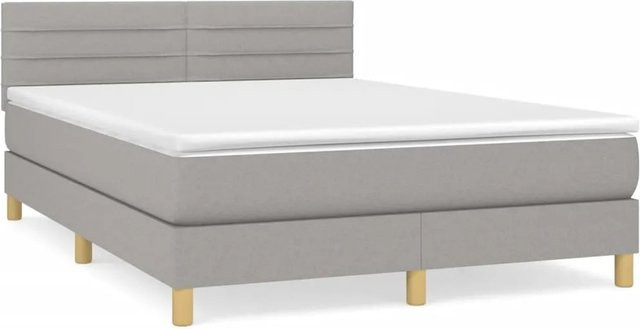 vidaXL Boxspringbett mit Matratze Hybrid-Design in Grau, B/T/H: 140 x 200 x 78 cm - Bild 1