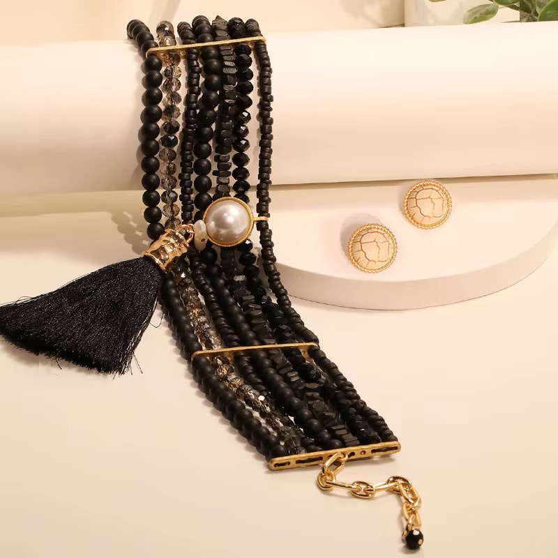 Schmuck-Set Halskette & Ohrringe, Perle, Gold, Damen, Vintage - Bild 3