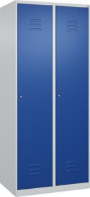C+P Wäsche-Spind Classic PLUS mit 2 Abteilen, Stahlkonstruktion, grau/blau, H x B x T: 185 x 80 x 50 cm, mit Zylinderschloss und Soft-Close-Türen - Bild 1