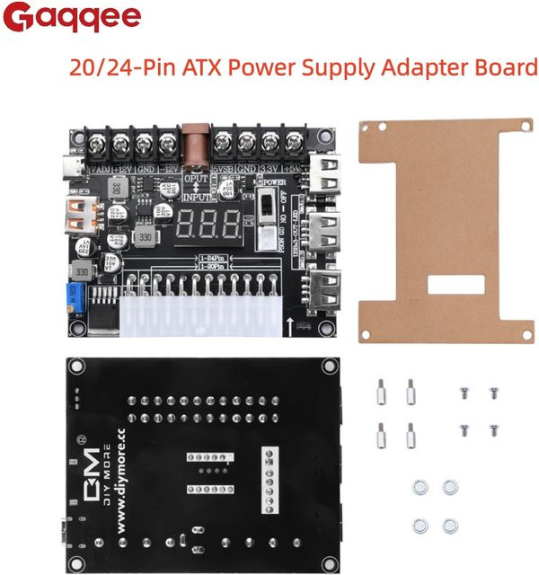 Gaqqee 20/24-Pin ATX-Stromadapterplatine mit einstellbarer Spannung in Schwarz - Bild 1