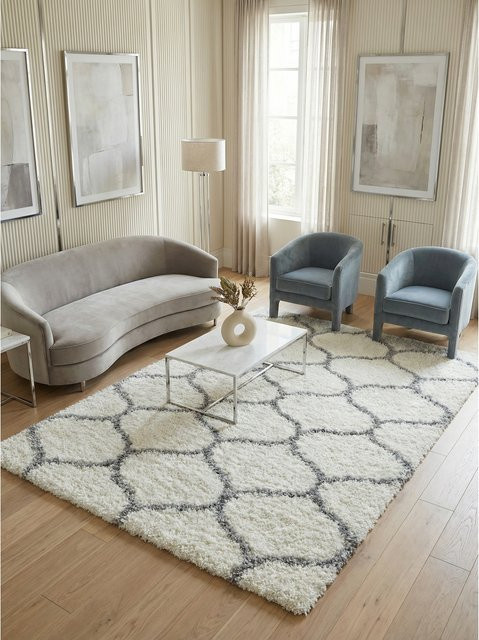Hochflor Teppich RONDA von Kadima Design in Beige/Weiß im Skandi-Stil, B/T: 240 x 340 cm - Bild 1