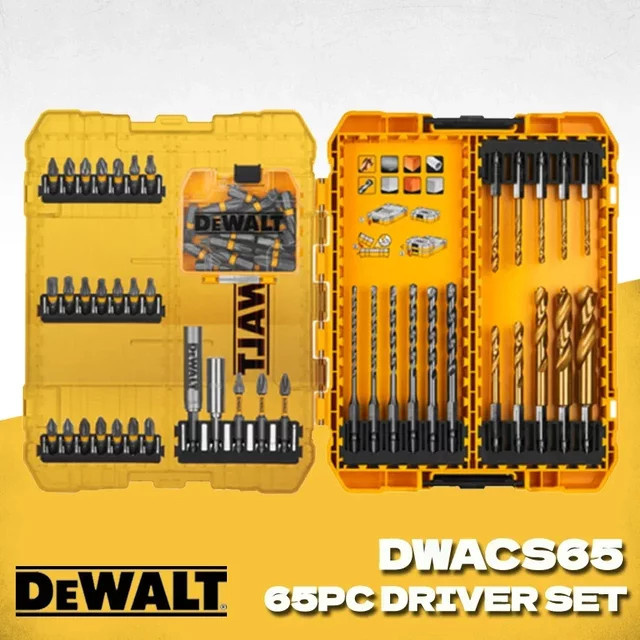 DeWalt 65-teiliges Bohrer- und Schraubendreher-Bit-Zubehörset mit robustem Koffer in Gelb DWACS65 - Bild 1
