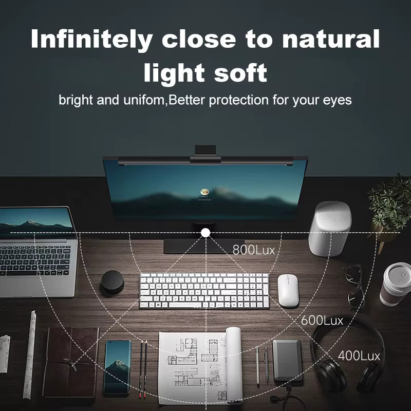 CANMEIJIA LED-Monitorleuchte mit Fernbedienung, gebogene RGB-Bildschirmleuchte in Schwarz, dimmbare Schreibtischlampe für Home-Office und Computer - Bild 3