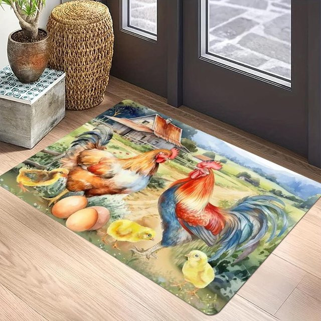 Lodestar Willkommensmatte Rustikaler Hühnerstall Waschbarer Rutschfester Teppich B/B: 30 x 50 cm, Mehrfarbig - Bild 1
