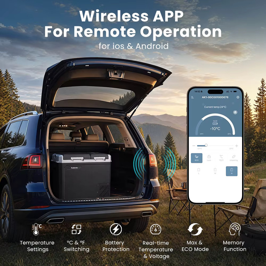 Patbrela Kompressor-Kühlbox und Gefrierbox mit App-Steuerung für Auto und Camping, 20L/40L/45L, 12V/24V - Bild 3