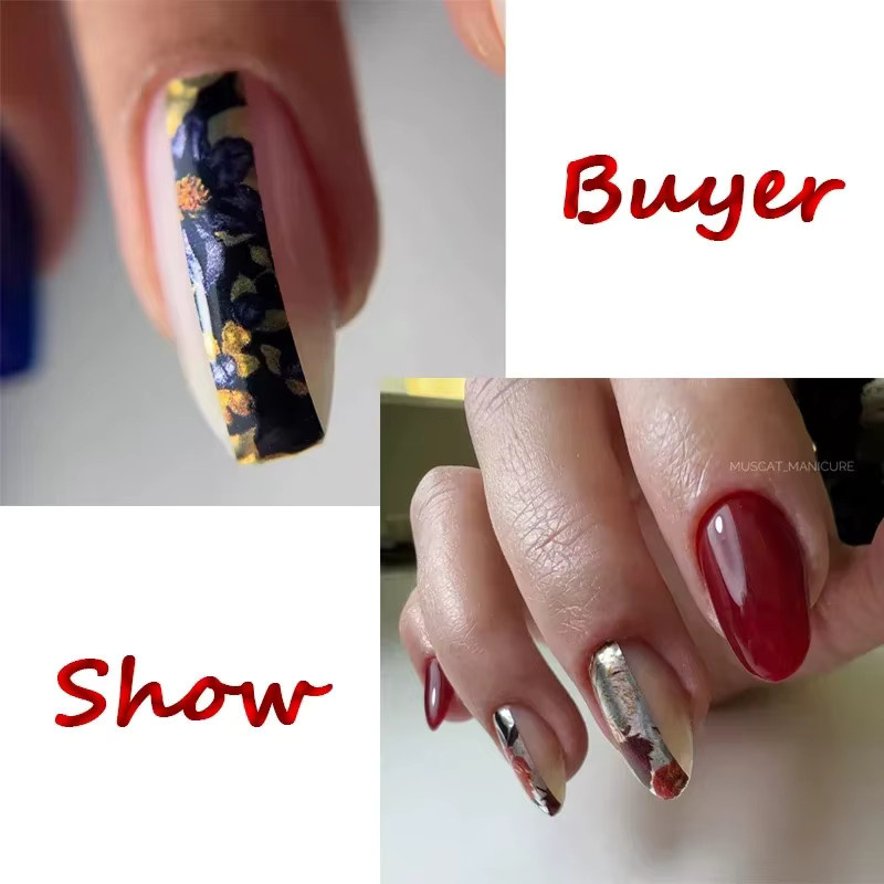 Rhstoe Nail Art Aufkleber, Blumen Streifen Muster, Gold, Glänzend - Bild 2