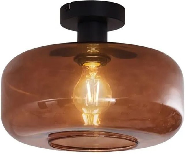 QAZQA Retro Deckenleuchte Bizle in Schwarz mit Bronzeglas - Bild 1