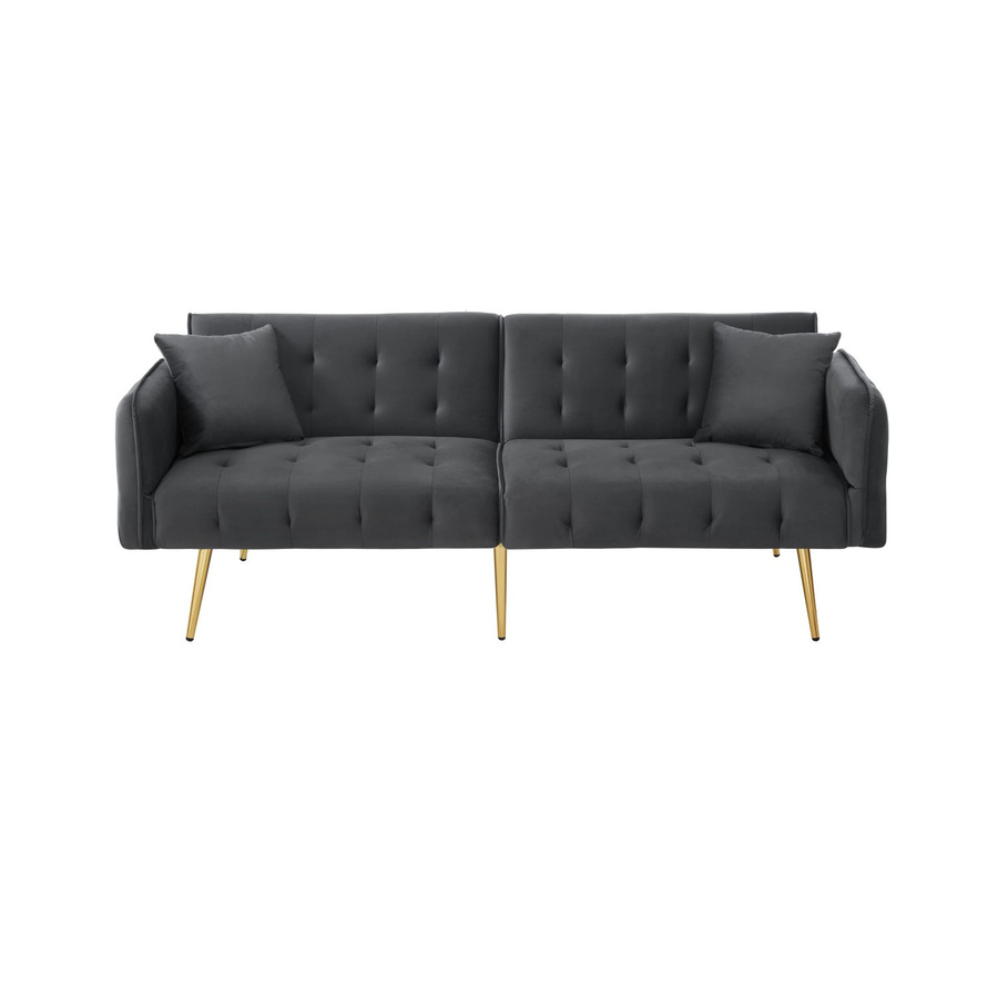 Merax Schlafsofa 2 Sitzer als Faltsofa mit Velours-Bezug in Grau, B/T/H: 178 x 82 x 70 cm - Bild 2