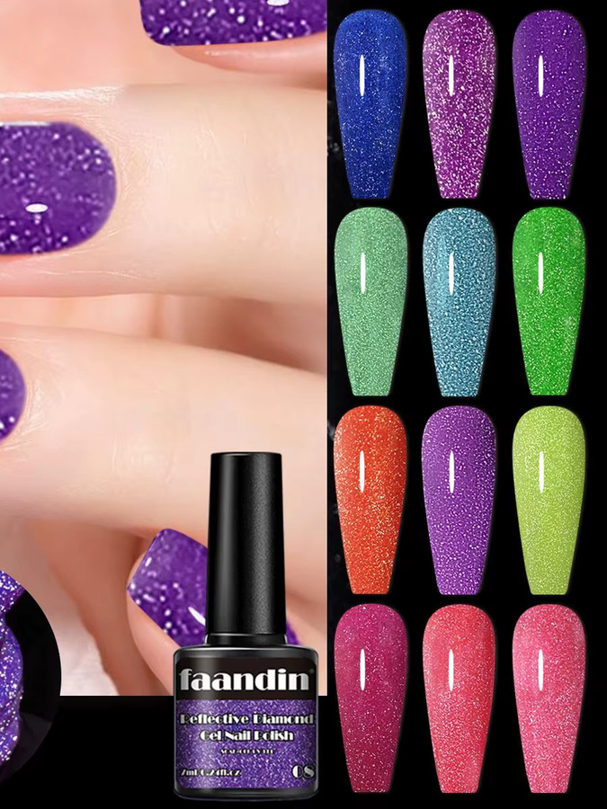 Faandin Glitzer-Diamant-Gel-Nagellack, 10er Set, 7 ml pro Flasche - Bild 7