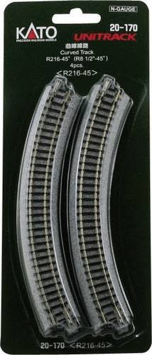 KATO Unitrack Gebogenes Gleis 45 Grad N Spurweite 216mm 4er Set - Bild 1