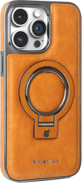 Magnetische iPhone Handyhülle aus PU-Leder mit Ständer und kabelloser Ladefunktion für Apple iPhone 12 bis 17 Pro Max in Transparent oder Braun - Bild 1