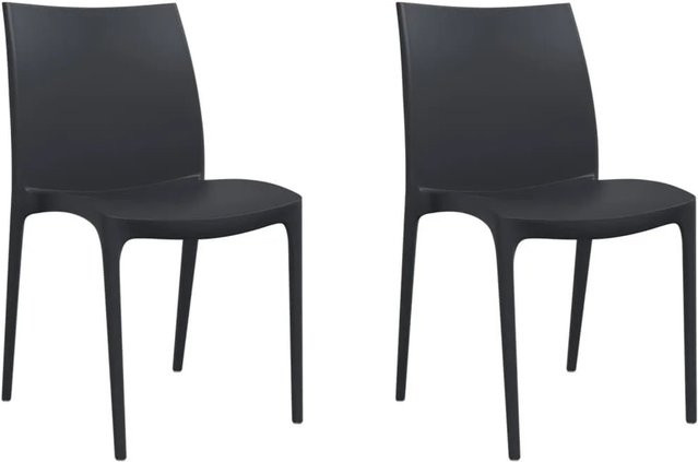Furnicato Gartenstühle 2er Set Anthrazit aus Polypropylen B/T/H: 50 x 46 x 80 cm - Bild 1