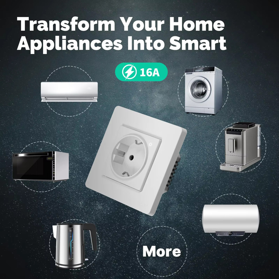 MOES Tuya Smart ZigBee EU-Einbausteckdose mit Echtzeit-Stromüberwachung und Energieverbrauchsmesser, Fernsteuerung per App sowie Sprachsteuerung für Alexa und Google Home - Bild 3