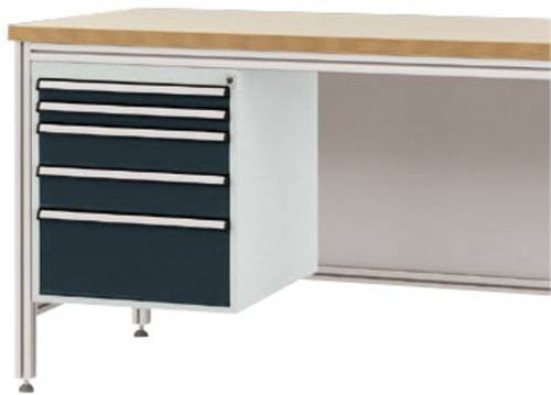 Manuflex Gehäuse-Unterbau ZB4872.7016 für ALU-Arbeitstische in Anthrazit und Grau mit 5 abschließbaren Schubfächern, Nutzhöhe: 500 mm, für Tischtiefe: 800 mm - Bild 1