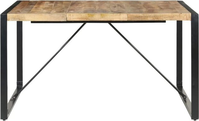 vidaXL Esstisch aus Mangoholz und Metall im Industrial Design, B/T/H: 140 x 140 x 75 cm, Schwarz/Braun - Bild 1