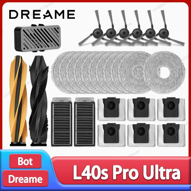 Dreame L40s Ultra und L40s Pro Ultra Ersatzteilset mit Hauptbürste, HEPA-Filter, Mopptüchern und Staubbeuteln in Multicolour - Bild 1