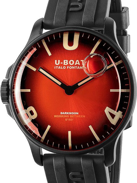 U-Boat Herrenuhr, Quarz, Edelstahl, Rot, 44 mm, 5 ATM - Bild 1