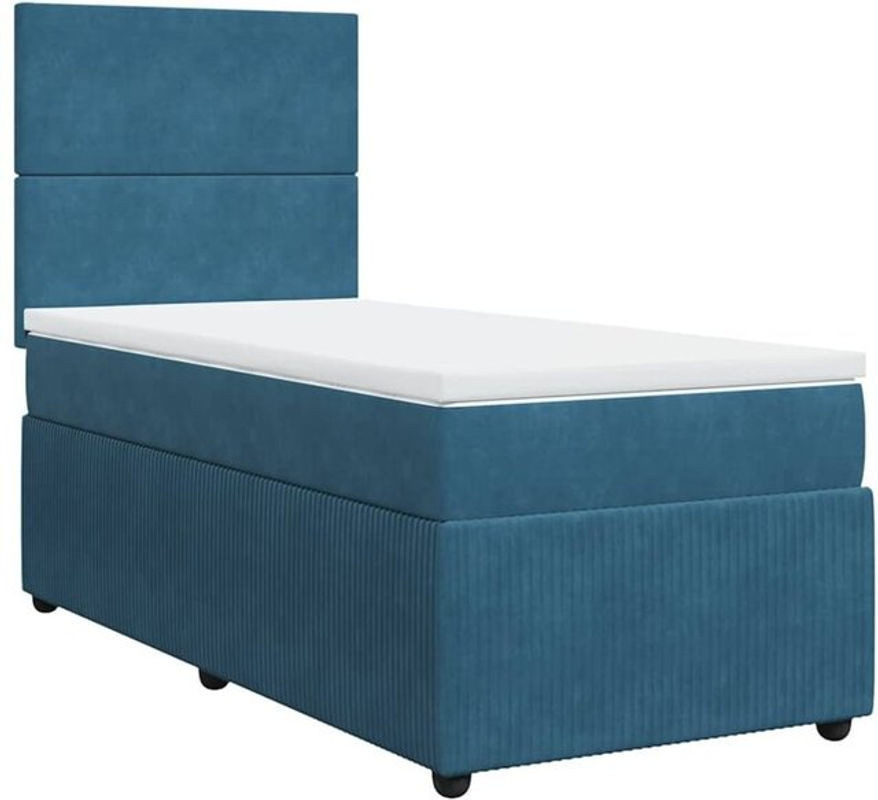 Vidaxl Boxspringbett mit Matratze aus Samt in Blau, B/T/H: 90 x 190 x 150,5 cm - Bild 1