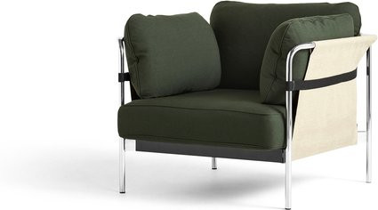 HAY Can 2 0 Sessel in Beige mit Canvas-Bezug und Stahlrohrgestell inklusive Kissen - Bild 1