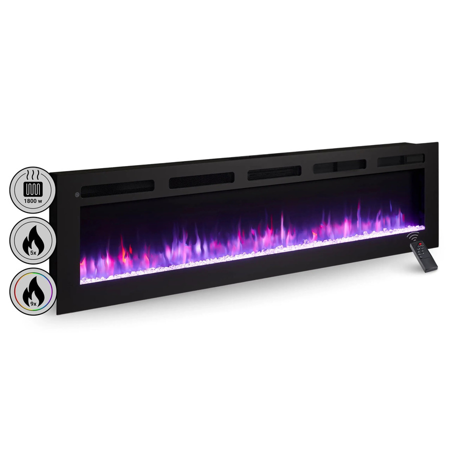 BALDERIA LE-70 Elektrokamin als Wandkamin oder Einbaukamin mit 3D-Flammeneffekt und Bluetooth in Schwarz - Bild 2