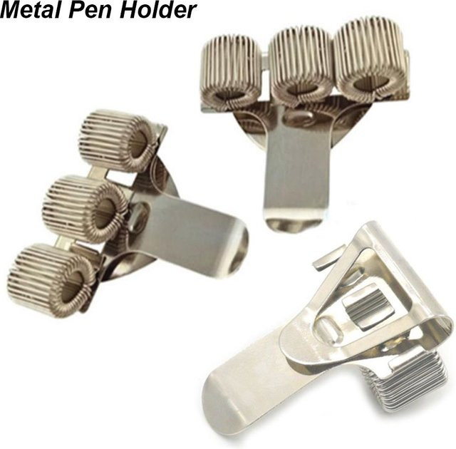 Metall Stifthalter mit Taschenclip für Uniformen, Silber, 1-fach/2-fach/3-fach Lochung - Bild 1