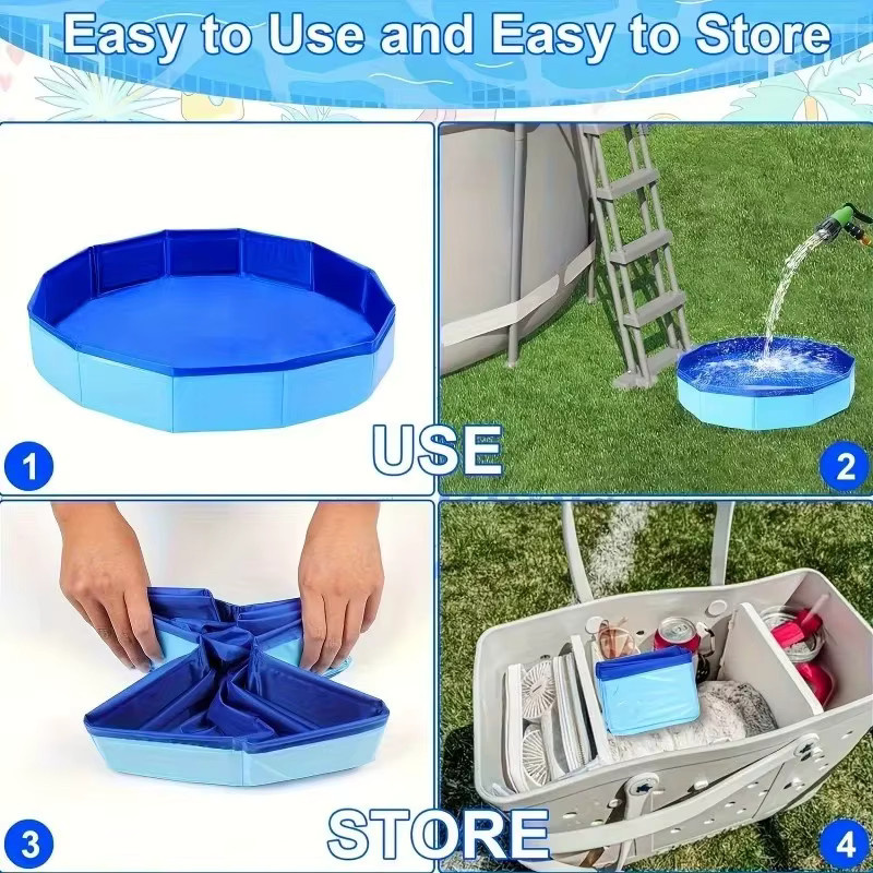 Tragbares und faltbares PVC-Fußbad in Blau zur Poolreinigung und als Poolzubehör - Bild 5