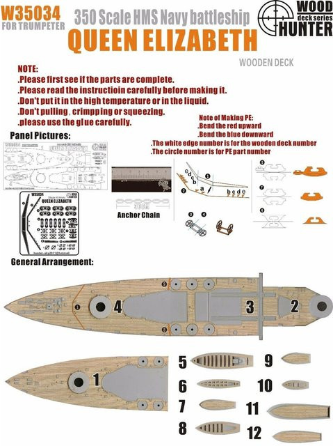 Trumpeter HMS Battleship Queen Elizabeth Wood Deck Modellbausatz 1/350 - Bild 1