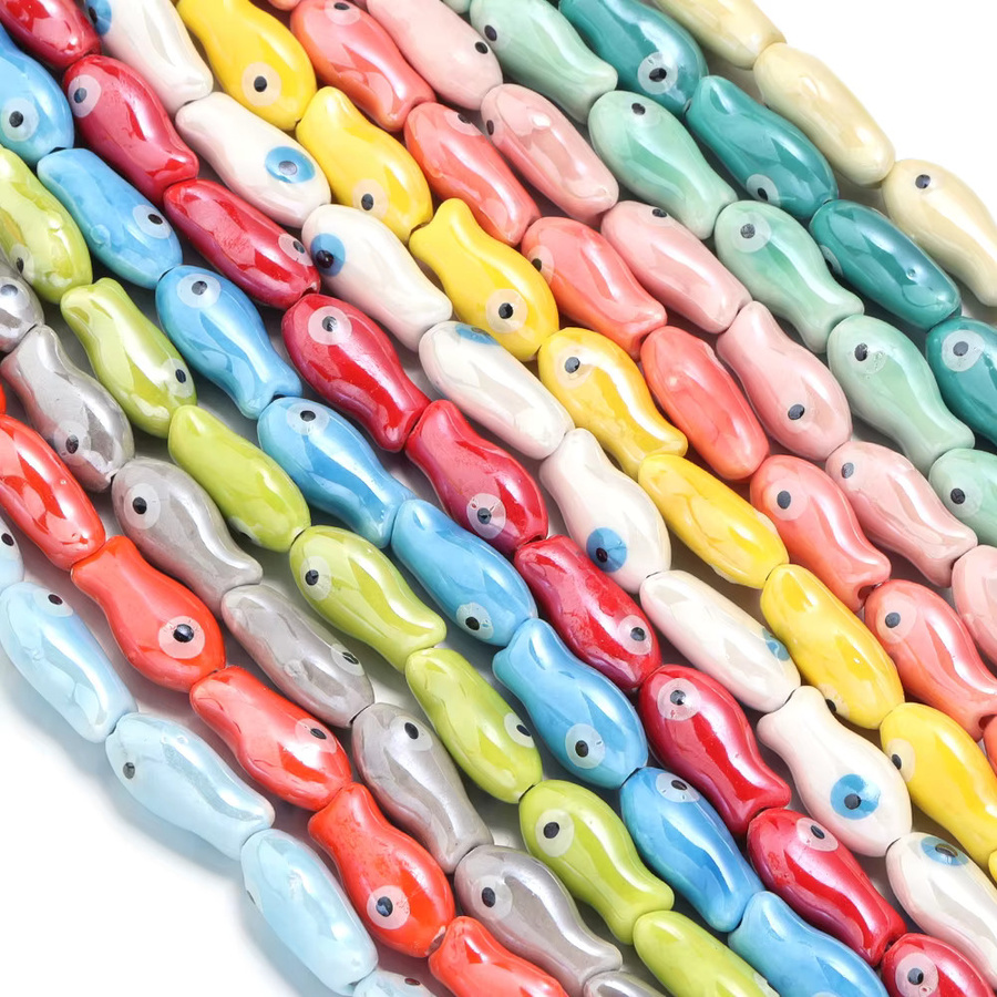 lingsai Keramikperlen, Fisch-Motiv, Porzellanperlen, Unisex - Bild 4