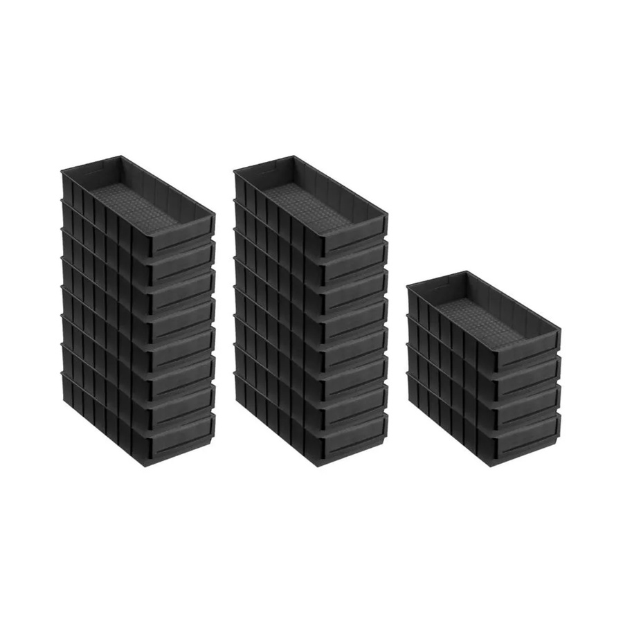 PROREGAL SuperSparSet 24 Stück Leitfähige Industriebox 400 B ESD Sortimentskasten, Schwarz, H x B x T: 8,1 x 18,3 x 40 cm - Bild 2
